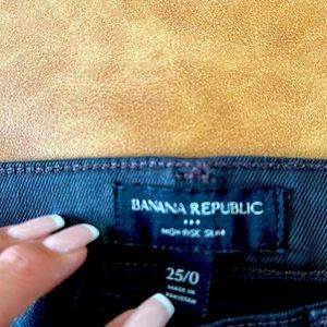 Banana Republic coated brown high rise straight leg pant